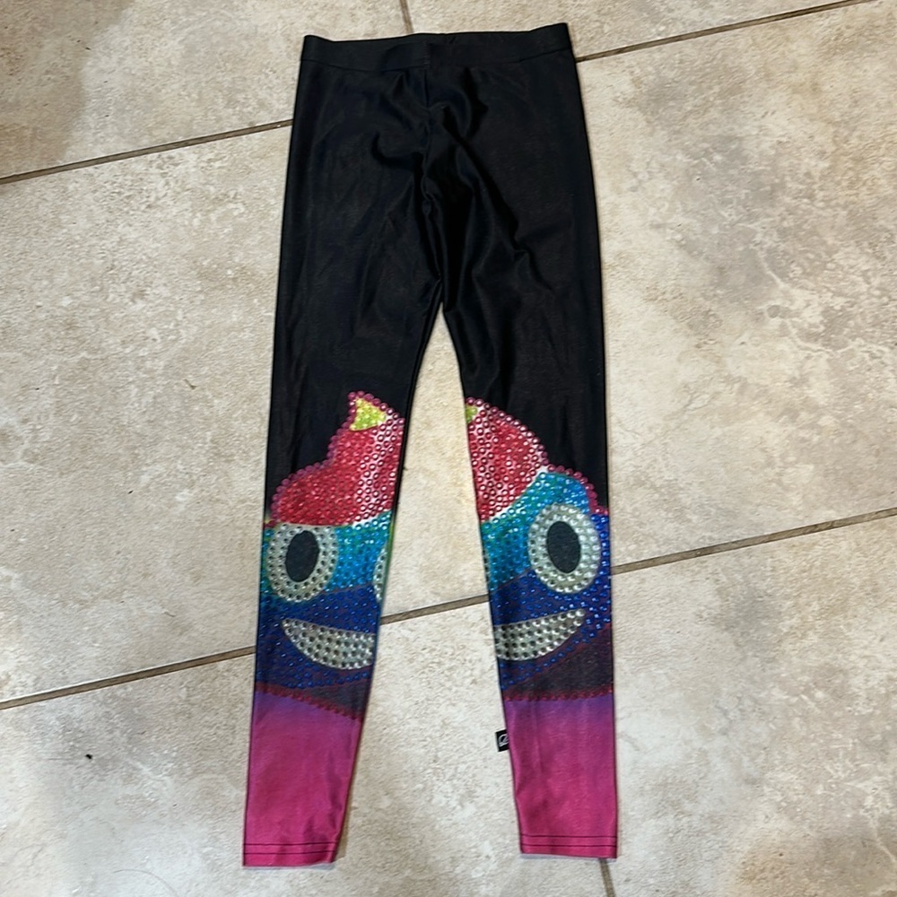 Terez Crystal Rainbow Poop Emoji Leggings M
